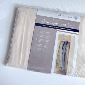 WHOLE HOME COTTON CANVAS HANGING SHORT GARMENT BAG CLOSET ORGANIZATION Beige